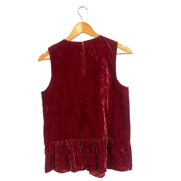 J.Crew Factory Red Velvet Peplum Top - Picture 3 of 11